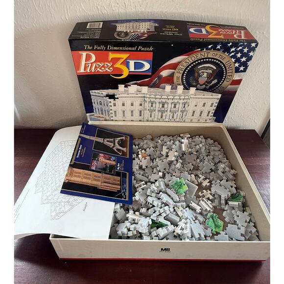 Puzz 3D White House Foam Puzzle Milton Bradley 1995 Complete Open Box - Picture 5 of 5